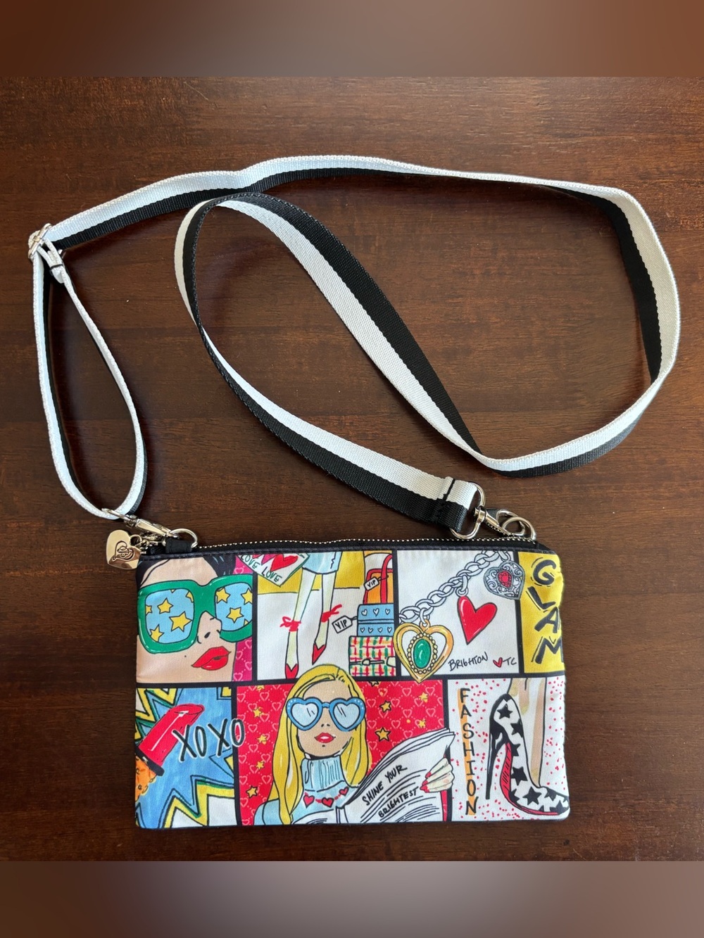 Brighton Glam Girl - Crossbody Pouch with Colorful Comic Graphics.